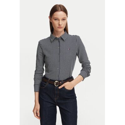 Tommy Hilfiger Košeľa WW0WW43528 Tmavomodrá Slim Fit Ženy Tommy Hilfiger Košeľa WW0WW43528 Tmavomodrá Slim Fit Ženy