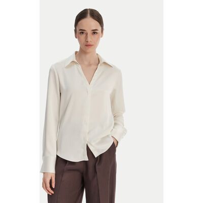 Calvin Klein Košeľa Hammered LV044F129G Écru Regular Fit Ženy Calvin Klein Košeľa Hammered LV044F129G Écru Regular Fit Ženy