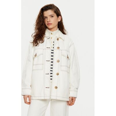 Tommy Hilfiger džínsová košeľa WW0WW43728 Biela Relaxed Fit Ženy Tommy Hilfiger džínsová košeľa WW0WW43728 Biela Relaxed Fit Ženy