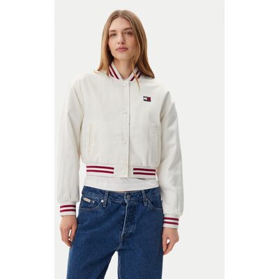 Tommy Jeans Bundy bomber Satin Coach DW0DW20229 Biela Regular Fit Ženy Tommy Jeans Bundy bomber Satin Coach DW0DW20229 Biela Regular Fit Ženy
