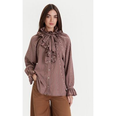 ViCOLO Košeľa TF0287 Hnedá Regular Fit Ženy ViCOLO Košeľa TF0287 Hnedá Regular Fit Ženy