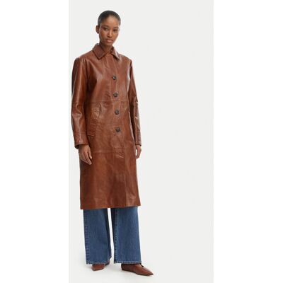 MAX&Co. Kožený plášť Doppia 2616471021200 Hnedá Regular Fit Ženy MAX&Co. Kožený plášť Doppia 2616471021200 Hnedá Regular Fit Ženy