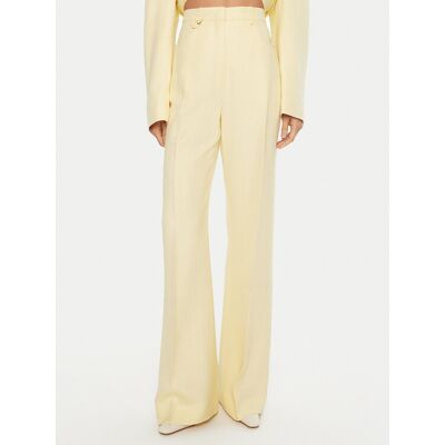 JACQUEMUS Bavlnené nohavice 24E241PA003 Žltá Regular Fit Ženy JACQUEMUS Bavlnené nohavice 24E241PA003 Žltá Regular Fit Ženy