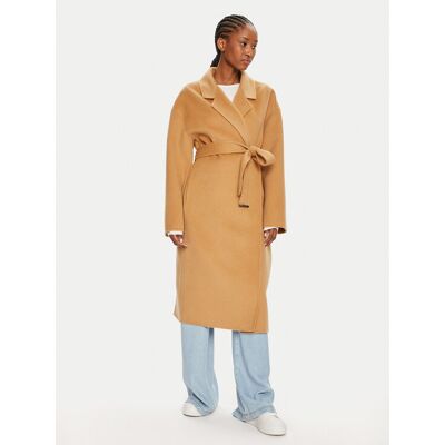 Calvin Klein Vlnený kabát K20K207089 Béžová Oversize Ženy Calvin Klein Vlnený kabát K20K207089 Béžová Oversize Ženy
