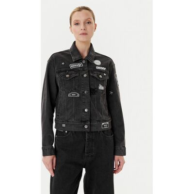 DKNY Džínsová bunda P5GCYC72 Sivá Regular Fit Ženy DKNY Džínsová bunda P5GCYC72 Sivá Regular Fit Ženy