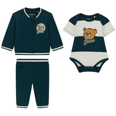 Guess Set mikina, body a tepláky P6YG09 K4071 Tmavo zelená Regular Fit Deti Guess Set mikina, body a tepláky P6YG09 K4071 Tmavo zelená Regular Fit Deti