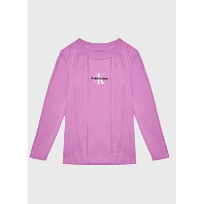Calvin Klein Jeans Sveter IG0IG01898 Fialová Slim Fit Deti Calvin Klein Jeans Sveter IG0IG01898 Fialová Slim Fit Deti