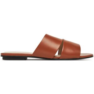Calvin Klein Šľapky Flat Slide - Lth 2 Straps HW0HW02365 Hnedá Ženy Calvin Klein Šľapky Flat Slide - Lth 2 Straps HW0HW02365 Hnedá Ženy