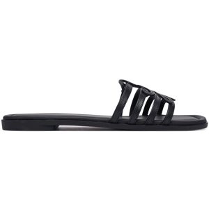 Tommy Hilfiger Šľapky Th Script Flat Mule Lth FW0FW09368 Čierna Ženy Tommy Hilfiger Šľapky Th Script Flat Mule Lth FW0FW09368 Čierna Ženy