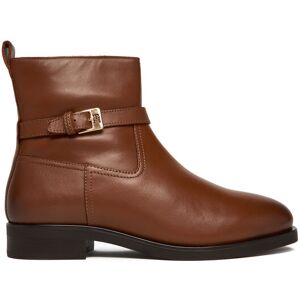 Tommy Hilfiger Členková obuv Th Buckle Riding Leather Bootie FW0FW08781 Hnedá Ženy Tommy Hilfiger Členková obuv Th Buckle Riding Leather Bootie FW0FW08781 Hnedá Ženy
