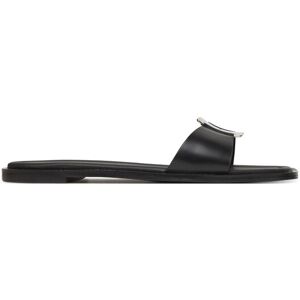 Calvin Klein Šľapky Flat Slide W/Ck Hw Big - Lth HW0HW02482 Čierna Ženy Calvin Klein Šľapky Flat Slide W/Ck Hw Big - Lth HW0HW02482 Čierna Ženy