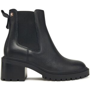 Tommy Hilfiger Členková obuv Th Leather Chelsea Cleated Heel FW0FW08774 Čierna Ženy Tommy Hilfiger Členková obuv Th Leather Chelsea Cleated Heel FW0FW08774 Čierna Ženy