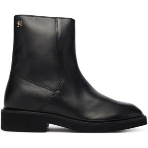 Tommy Hilfiger Členková obuv Th Square Toe Leather Bootie FW0FW09046 Čierna Ženy Tommy Hilfiger Členková obuv Th Square Toe Leather Bootie FW0FW09046 Čierna Ženy