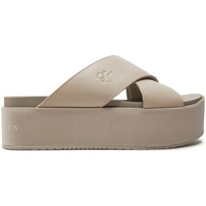 Calvin Klein Jeans Šľapky Flatform Cross Mg Uc YW0YW01349 Béžová Ženy Calvin Klein Jeans Šľapky Flatform Cross Mg Uc YW0YW01349 Béžová Ženy