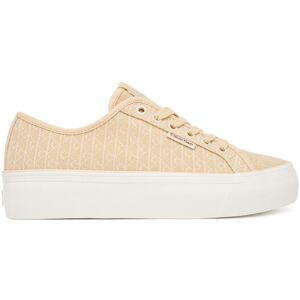 Calvin Klein Sneakersy Vulc Flatf Laceup Jaq Aop HW0HW03265 Svetlo žltá Ženy Calvin Klein Sneakersy Vulc Flatf Laceup Jaq Aop HW0HW03265 Svetlo žltá Ženy