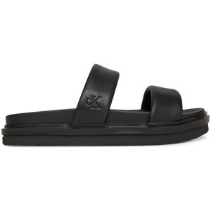 Calvin Klein Jeans Šľapky Flat Molded Doublebar Sandal Lth YM0YM01226 Čierna Muži Calvin Klein Jeans Šľapky Flat Molded Doublebar Sandal Lth YM0YM01226 Čierna Muži