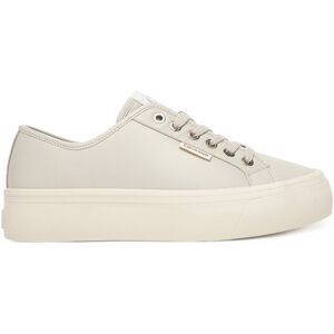 Calvin Klein Sneakersy Vulc Flatf Lace Up Lth YW0YW01932 Sivá Ženy Calvin Klein Sneakersy Vulc Flatf Lace Up Lth YW0YW01932 Sivá Ženy