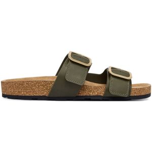 Tommy Hilfiger Šľapky Leather Double Strap Cork Sandals FW0FW09118 Zelená Ženy Tommy Hilfiger Šľapky Leather Double Strap Cork Sandals FW0FW09118 Zelená Ženy