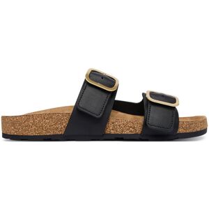 Tommy Hilfiger Šľapky Leather Double Strap Cork Sandals FW0FW09118 Čierna Ženy Tommy Hilfiger Šľapky Leather Double Strap Cork Sandals FW0FW09118 Čierna Ženy
