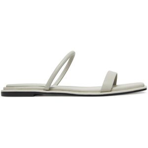 Calvin Klein Šľapky Flat Sandal Squared 2-Bar Lth HW0HW02532 Écru Ženy Calvin Klein Šľapky Flat Sandal Squared 2-Bar Lth HW0HW02532 Écru Ženy
