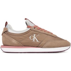Calvin Klein Sneakersy Retro Runner Sock Laceup Mix Mat YW0YW02060 Hnedá Ženy Calvin Klein Sneakersy Retro Runner Sock Laceup Mix Mat YW0YW02060 Hnedá Ženy
