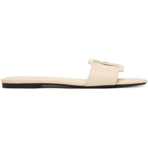Calvin Klein Šľapky Square Flat Sandal Emblem HW0HW03128 Écru Ženy Calvin Klein Šľapky Square Flat Sandal Emblem HW0HW03128 Écru Ženy