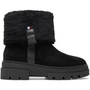 Tommy Hilfiger Členková obuv Faux Fur Suede Roll-Down Boot FW0FW08158 Čierna Ženy Tommy Hilfiger Členková obuv Faux Fur Suede Roll-Down Boot FW0FW08158 Čierna Ženy