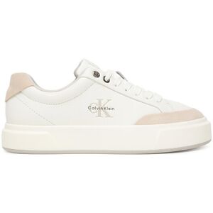 Calvin Klein Sneakersy Basket Cupsole Laceup Lth Mix YW0YW02023 Biela Ženy Calvin Klein Sneakersy Basket Cupsole Laceup Lth Mix YW0YW02023 Biela Ženy