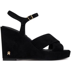 Tommy Hilfiger Sandále Suede Wrapped High Wedge FW0FW09218 Čierna Ženy Tommy Hilfiger Sandále Suede Wrapped High Wedge FW0FW09218 Čierna Ženy