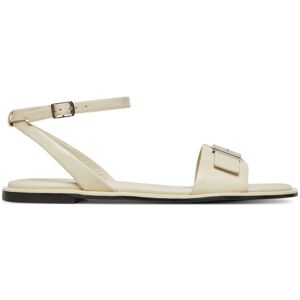 Calvin Klein Sandále Flat Sandal W/Ck Hw - Lth HW0HW02367 Écru Ženy Calvin Klein Sandále Flat Sandal W/Ck Hw - Lth HW0HW02367 Écru Ženy