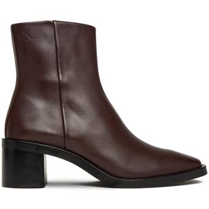 Calvin Klein Členková obuv Block Heel Zip Boot Lth HW0HW02593 Bordová Ženy Calvin Klein Členková obuv Block Heel Zip Boot Lth HW0HW02593 Bordová Ženy