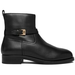 Tommy Hilfiger Členková obuv Th Buckle Riding Leather Bootie FW0FW08781 Čierna Ženy Tommy Hilfiger Členková obuv Th Buckle Riding Leather Bootie FW0FW08781 Čierna Ženy