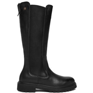 Tommy Hilfiger Čižmy Th Lthr Cleated Long Boot FW0FW08985 Čierna Ženy Tommy Hilfiger Čižmy Th Lthr Cleated Long Boot FW0FW08985 Čierna Ženy