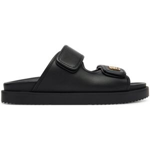 Tommy Hilfiger Šľapky Double Strap Leather Sandal FW0FW09121 Čierna Ženy Tommy Hilfiger Šľapky Double Strap Leather Sandal FW0FW09121 Čierna Ženy