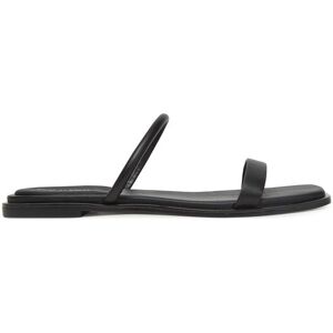 Calvin Klein Šľapky Flat Sandal Squared 2-Bar Lth HW0HW02532 Čierna Ženy Calvin Klein Šľapky Flat Sandal Squared 2-Bar Lth HW0HW02532 Čierna Ženy