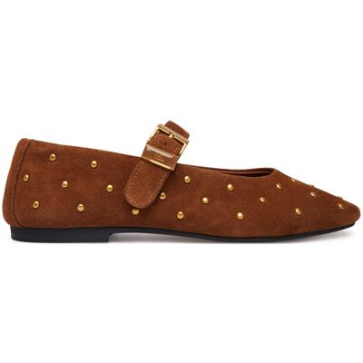 Tommy Hilfiger Baleríny Th Buckle Suede Stud Ballerina FW0FW09666 Hnedá Ženy Tommy Hilfiger Baleríny Th Buckle Suede Stud Ballerina FW0FW09666 Hnedá Ženy