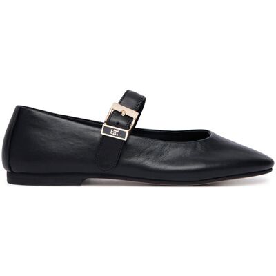 Tommy Hilfiger Baleríny Buckle Leather Ballerina FW0FW09684 Čierna Ženy Tommy Hilfiger Baleríny Buckle Leather Ballerina FW0FW09684 Čierna Ženy