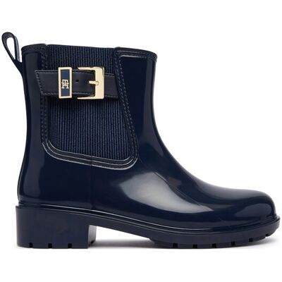 Tommy Hilfiger Gumáky Th Buckle Glossy Ankle Rain Boot FW0FW09543 Tmavomodrá Ženy Tommy Hilfiger Gumáky Th Buckle Glossy Ankle Rain Boot FW0FW09543 Tmavomodrá Ženy
