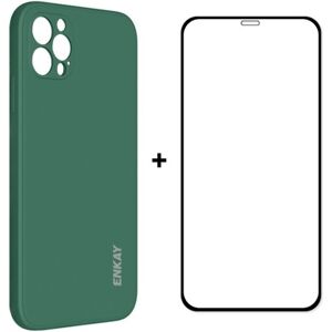 ENKAY Obal + 3D sklo Apple iPhone 12 Pro Max tmavozelený ENKAY Obal + 3D sklo Apple iPhone 12 Pro Max tmavozelený