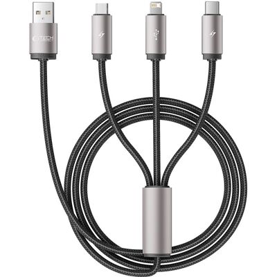 TECH-PROTECT ULTRABOOST 3IN1 Kábel USB Typ-C / micro USB / Lightning 1 meter šedý TECH-PROTECT ULTRABOOST 3IN1 Kábel USB Typ-C / micro USB / Lightning 1 meter šedý