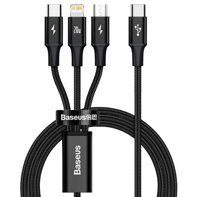 BASEUS RAPID 3IN1 20W USB-C Kábel USB-C / Lightning / micro USB 1.5 m BASEUS RAPID 3IN1 20W USB-C Kábel USB-C / Lightning / micro USB 1.5 m
