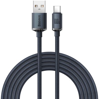 BASEUS CRYSTAL 100W Dátový kábel USB-USB Typ-C 2m čierny BASEUS CRYSTAL 100W Dátový kábel USB-USB Typ-C 2m čierny