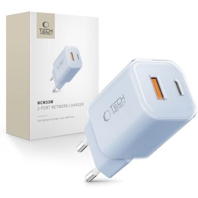 TECH-PROTECT NCM33W Sieťová nabíjačka 1x USB-C 1x USB-A modrá TECH-PROTECT NCM33W Sieťová nabíjačka 1x USB-C 1x USB-A modrá