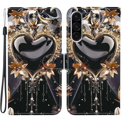 PROTEMIO ART Peňaženkový obal pre Samsung Galaxy A56 BLACK HEART PROTEMIO ART Peňaženkový obal pre Samsung Galaxy A56 BLACK HEART
