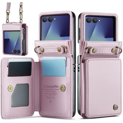 CASEME C22 Multifunkčné peňaženkové puzdro s remienkom Samsung Galaxy Z Flip8 ružové CASEME C22 Multifunkčné peňaženkové puzdro s remienkom Samsung Galaxy Z Flip8 ružové