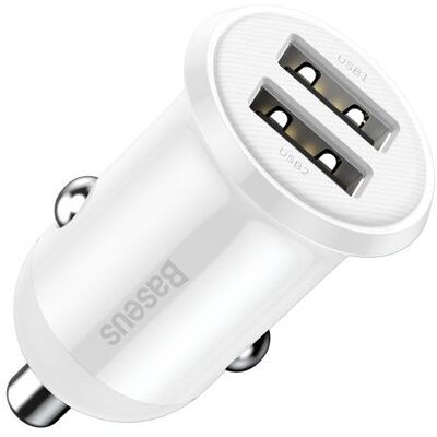 BASEUS GRAIN PRO Nabíjačka do auta 2x USB biela BASEUS GRAIN PRO Nabíjačka do auta 2x USB biela