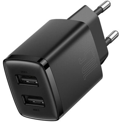 BASEUS 2U 10W Nabíjačka na mobil 2x USB čierna BASEUS 2U 10W Nabíjačka na mobil 2x USB čierna