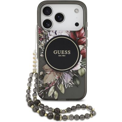 GUESS IML FLOWER STRAP Ochranný kryt Apple iPhone 17 Pro BLACK GUESS IML FLOWER STRAP Ochranný kryt Apple iPhone 17 Pro BLACK