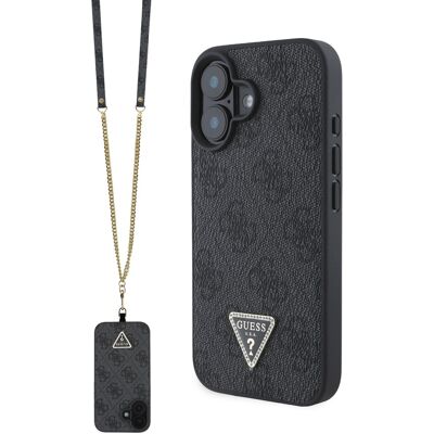 GUESS 4G STRASS SET Ochranný kryt + remienok pre Apple iPhone 16 čierny GUESS 4G STRASS SET Ochranný kryt + remienok pre Apple iPhone 16 čierny