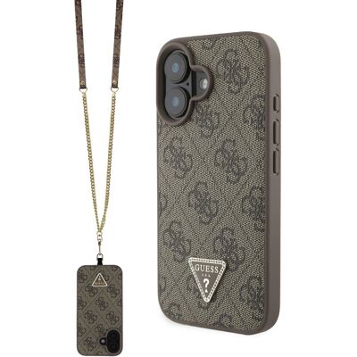 GUESS 4G STRASS SET Ochranný kryt + remienok pre Apple iPhone 16 hnedý GUESS 4G STRASS SET Ochranný kryt + remienok pre Apple iPhone 16 hnedý